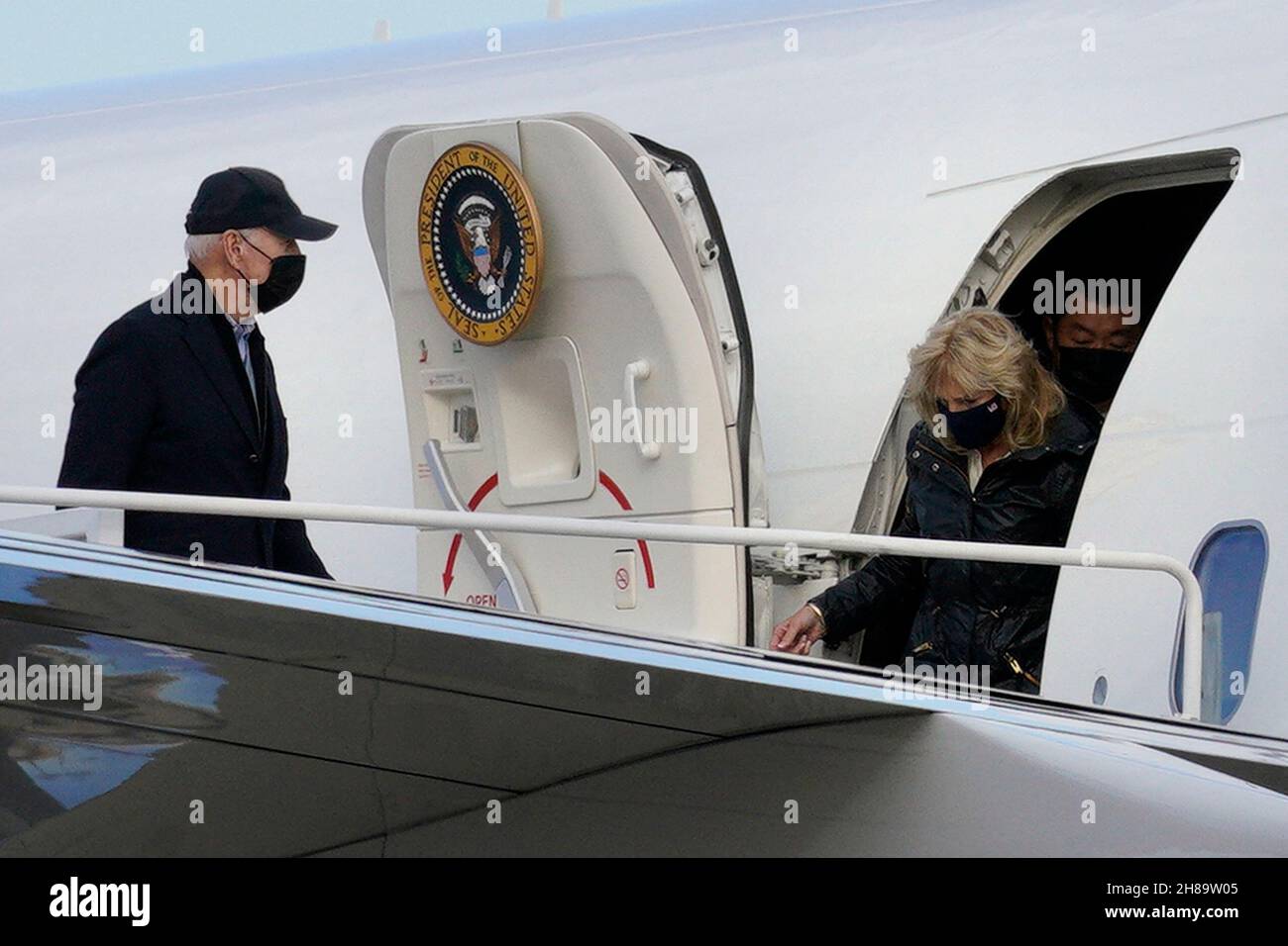 U.S. President Joe Biden and first lady Jill Biden arrive at Joint Base ...
