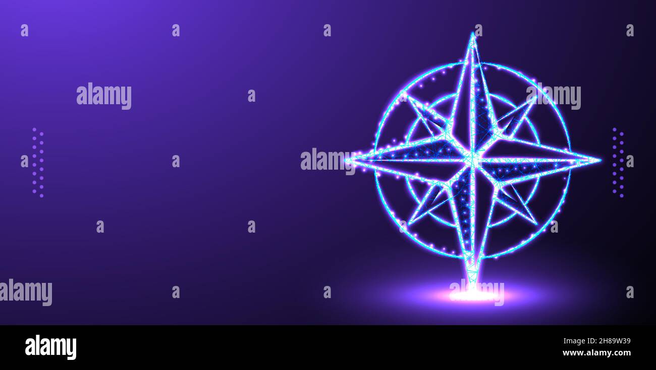 compass polygonal low poly wireframe background vector illustration Stock Vector