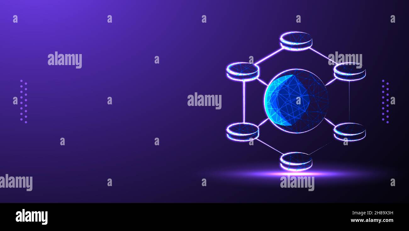 Big data low poly wireframe vector illustration isolated Background Stock Vector
