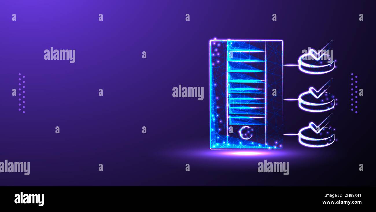 folder, data management low poly wireframe vector illustration isolated Background Stock Vector