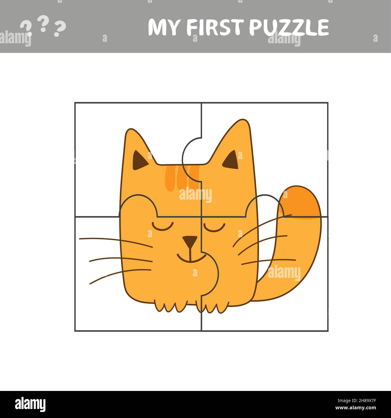 My first puzzle. Cute puzzle game. Vector illustration of puzzle game