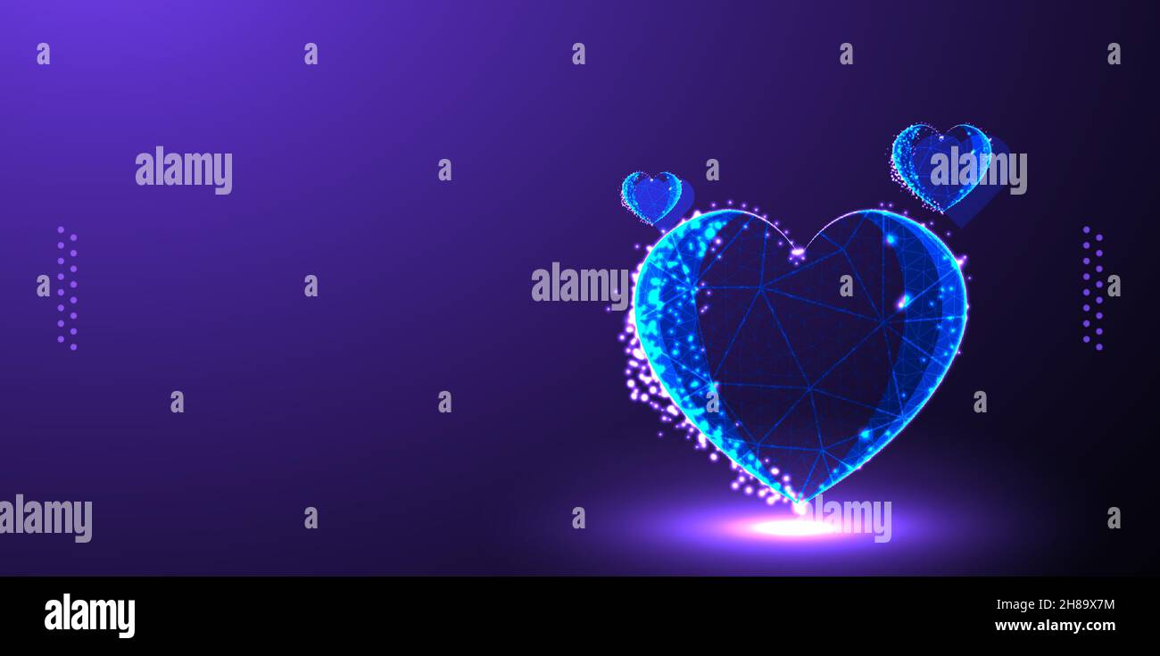 love valentines low poly wireframe Stock Vector