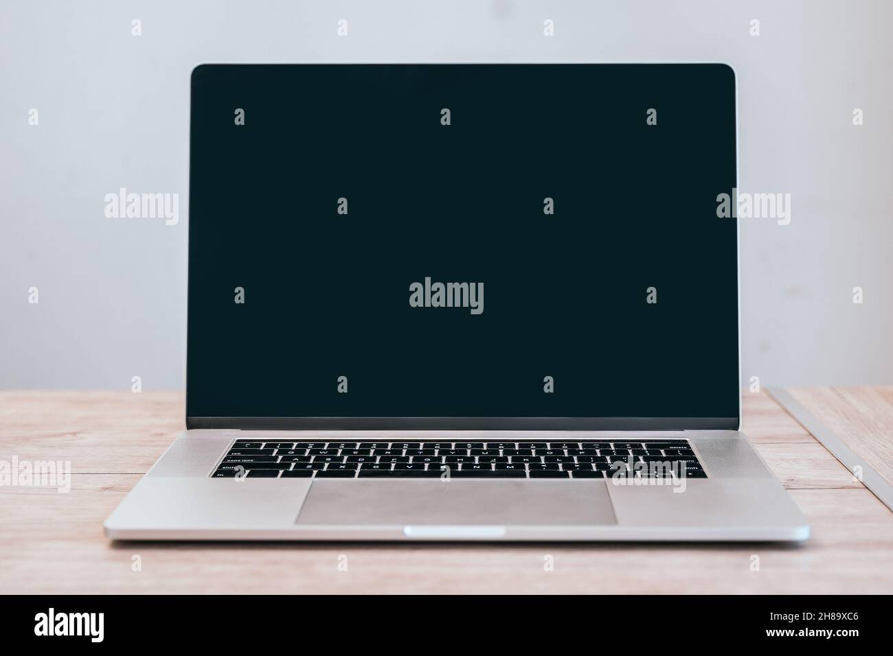 close up. stylish laptop on the table. Stock Photo