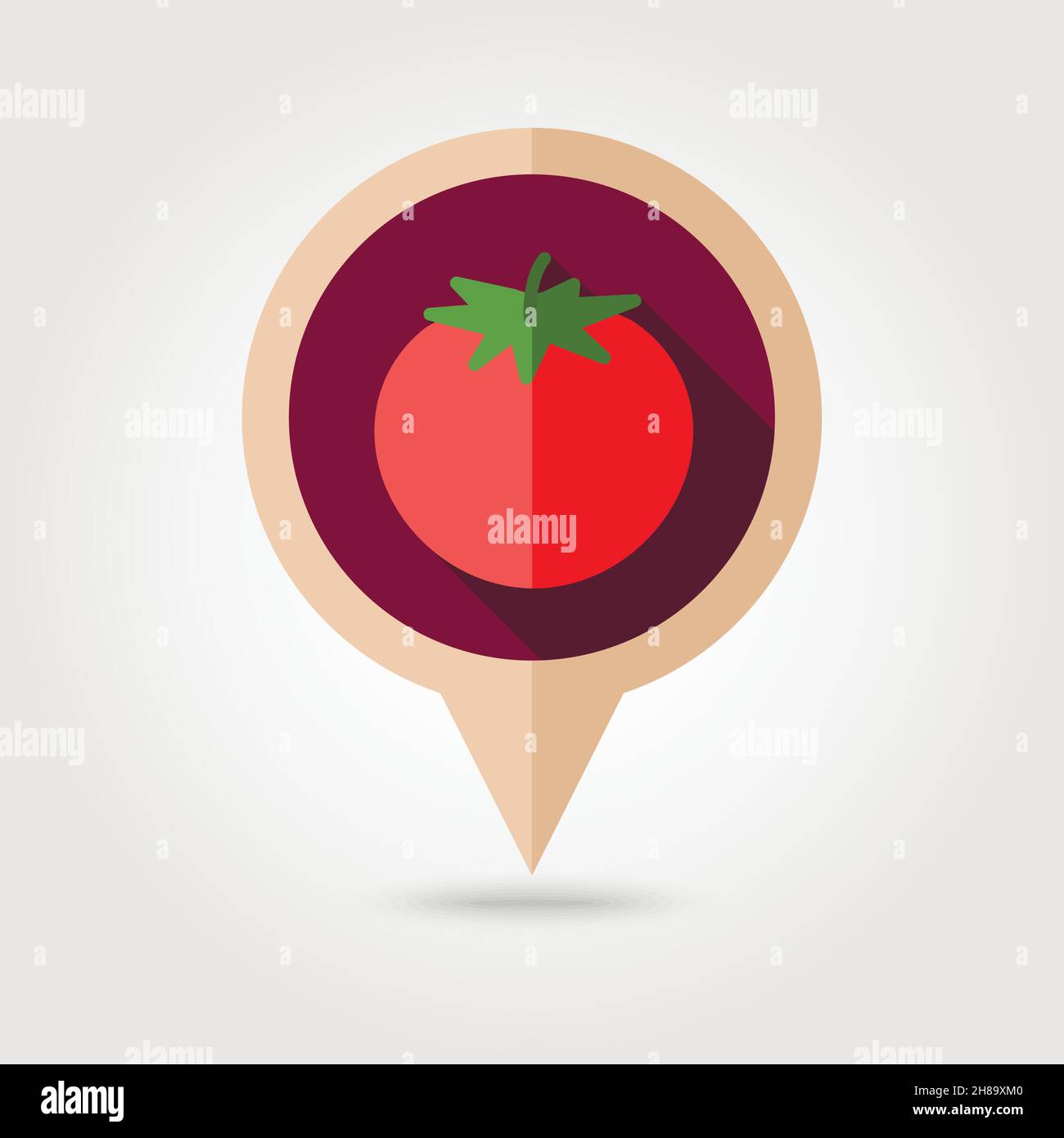 Tomato flat vector pin map icon. Map pointer. Map markers. Vegetable ...