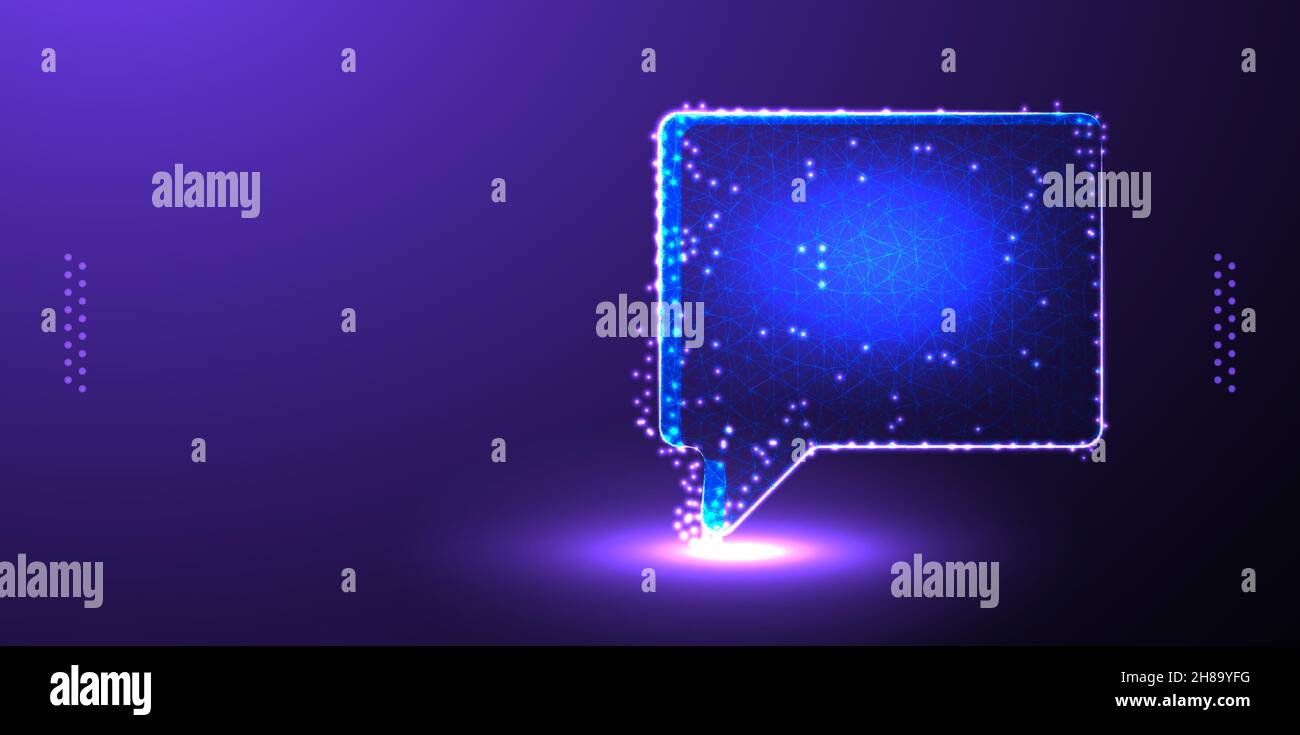 bubble, speech low poly wireframe mesh from polygonal design vector illustration Stock Vector