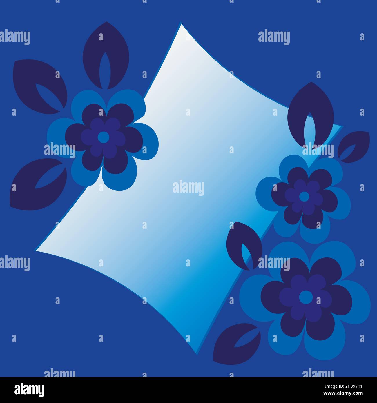 Illustration on a square background - a stylized postcard or banner for an inscription with flowers - graphics. Gift, congratulations. Design elements Stock Vector