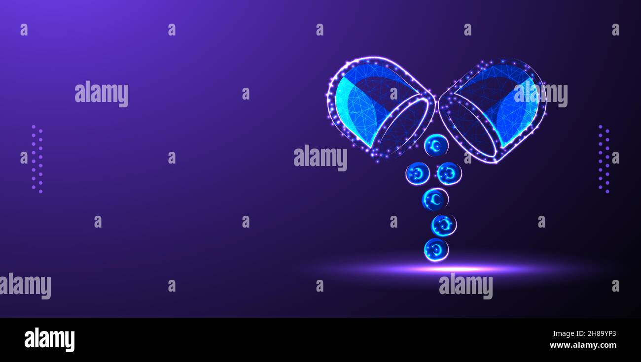 medical capsule low poly wireframe vector illustration isolated Background Stock Vector