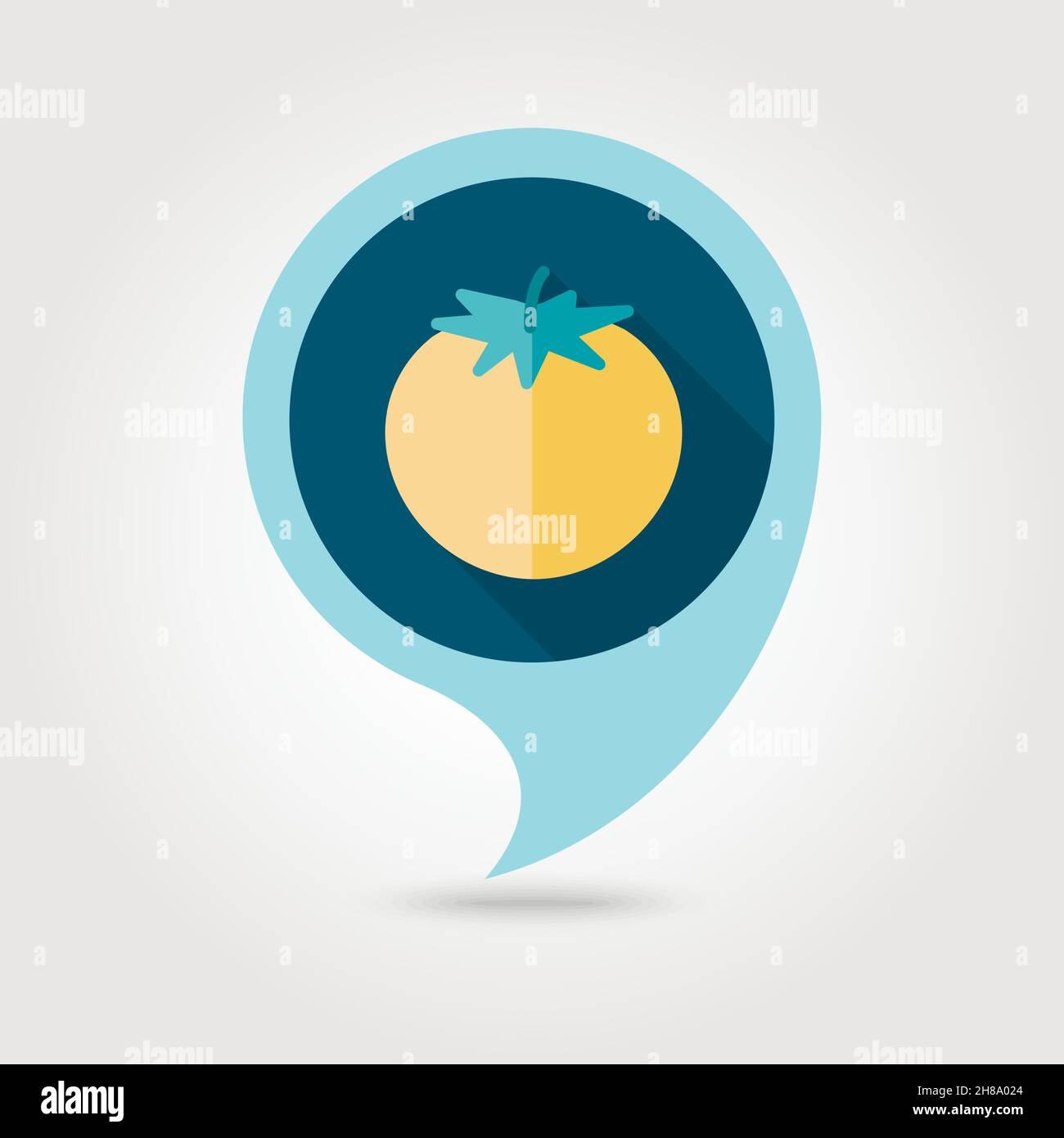 Tomato flat vector pin map icon. Map pointer. Map markers. Vegetable ...
