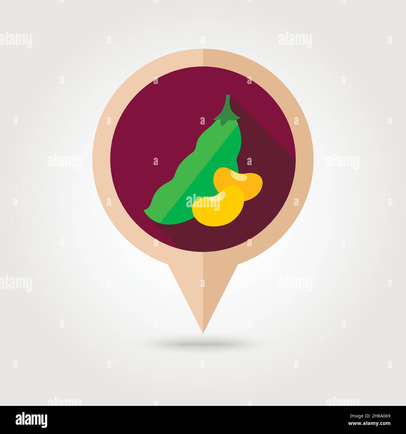 Beans flat vector pin map icon. Map pointer. Map markers. Vegetable ...