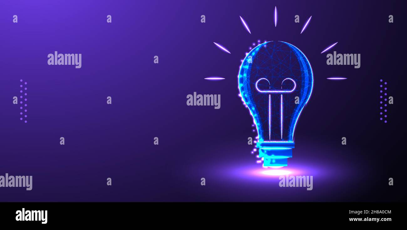 bulb idea low poly wireframe mesh Stock Vector