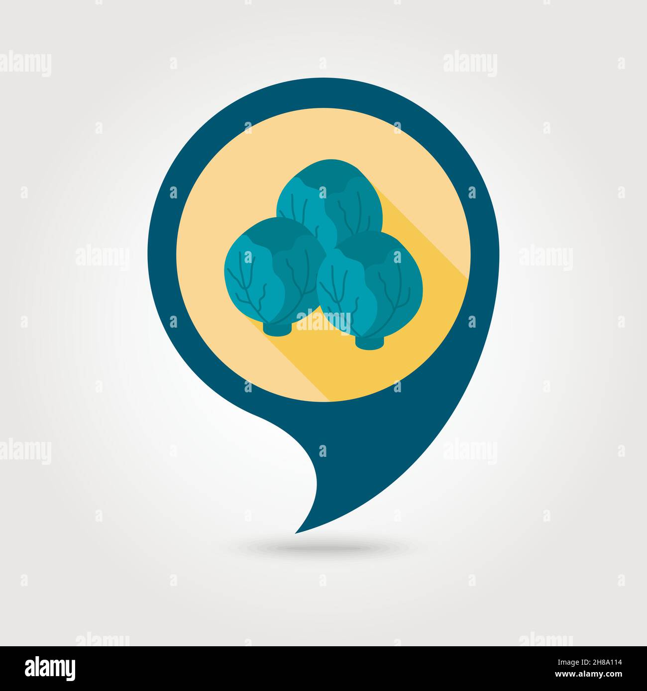 Brussels sprouts flat vector pin map icon. Map pointer. Map markers. Vegetable vector illustration Stock Vector