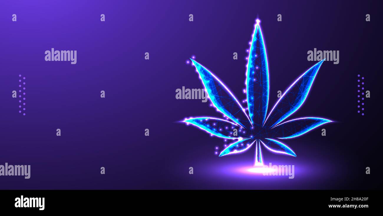 cannabis low poly wireframe mesh Stock Vector