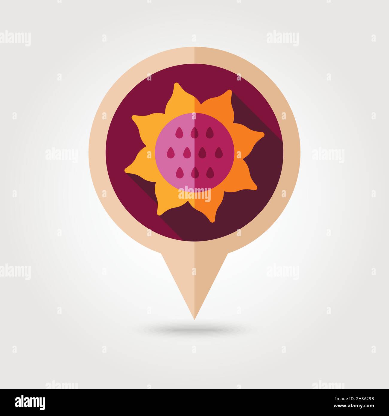 Sunflower flat vector pin map icon. Map pointer. Map markers. Vegetable ...
