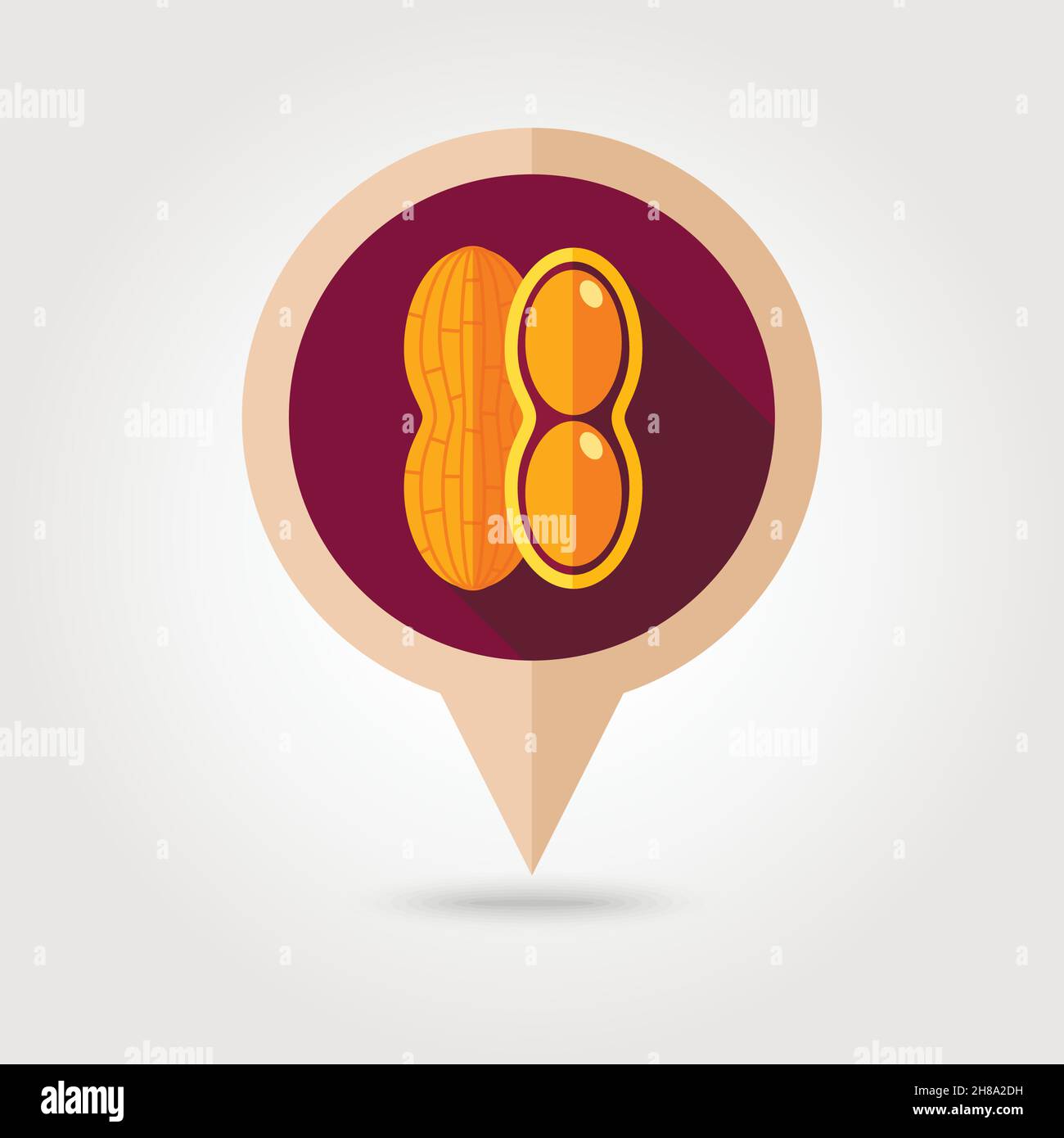 Peanut flat vector pin map icon. Map pointer. Map markers. Vegetable vector illustration eps 10 Stock Vector