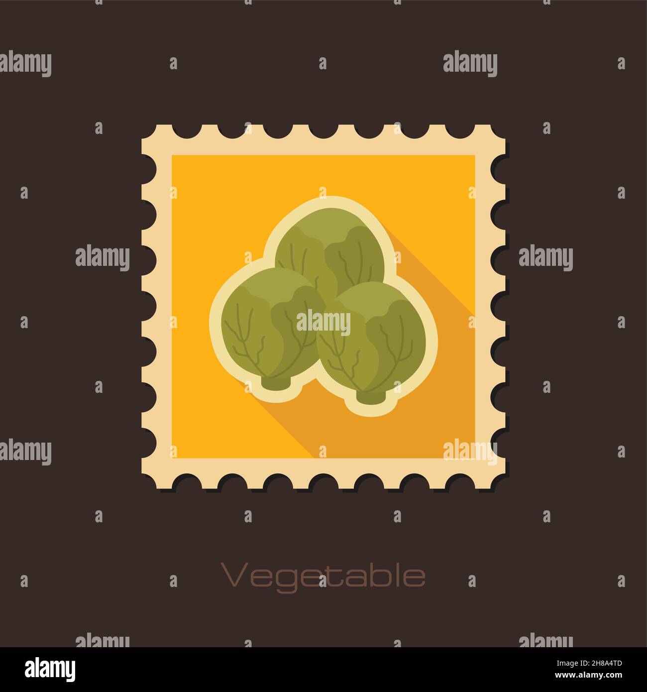 Brussels sprouts flat stamp. Vegetable vector illustration Stock Vector