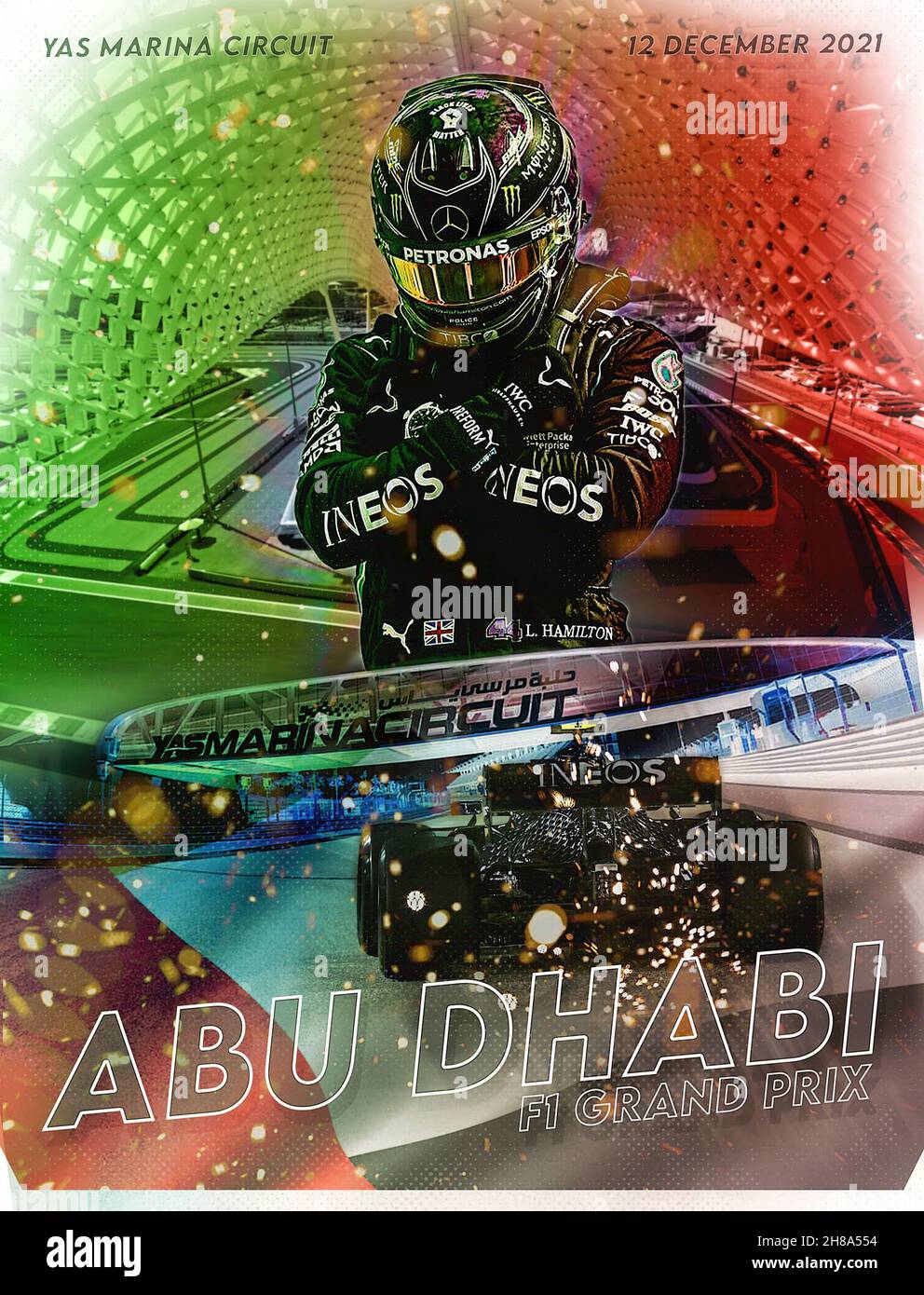 Abu Dhabi F1 Grand Prix Race Weekend Poster Stock Photo