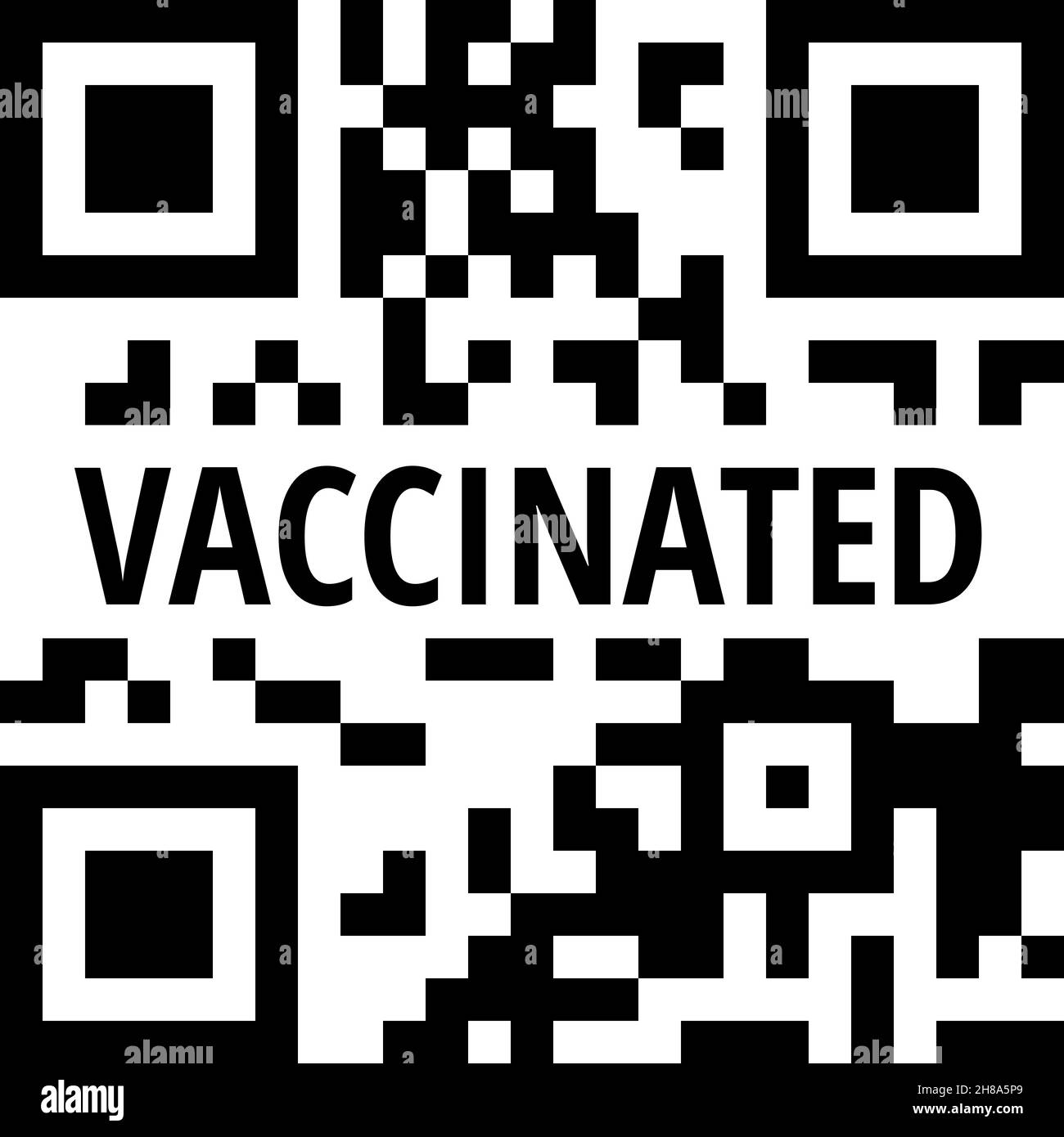 QR-code with Vaccinated text label vector illustration Stock Vector