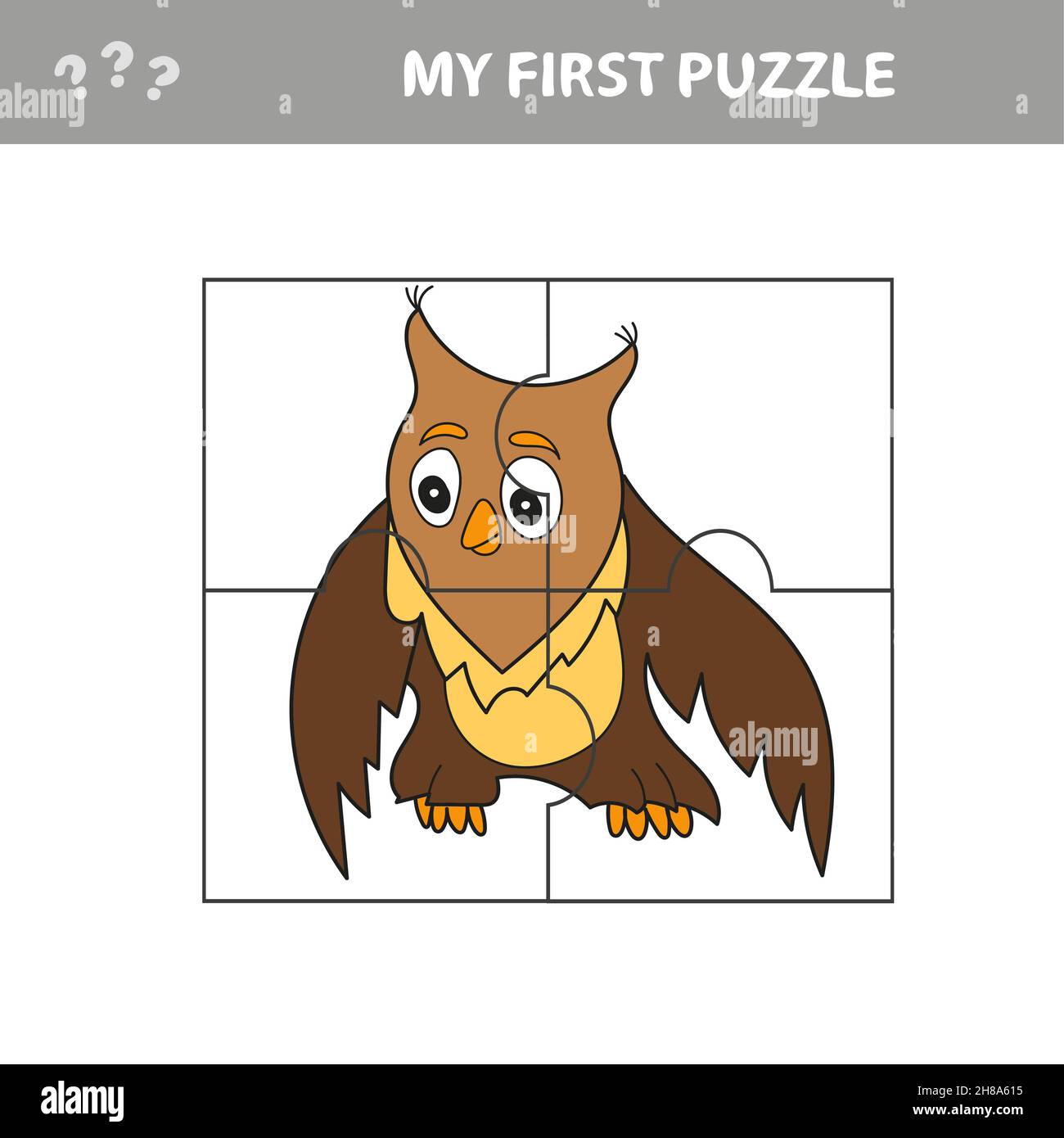Easy educational paper game for kids. Simple kid application with Owl