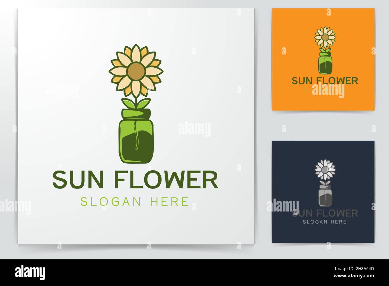 sun flower and jar logo design Stock Vector