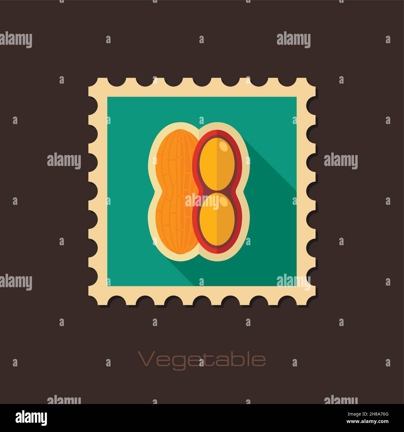 Peanut flat stamp. Vegetable vector illustration eps 10 Stock Vector