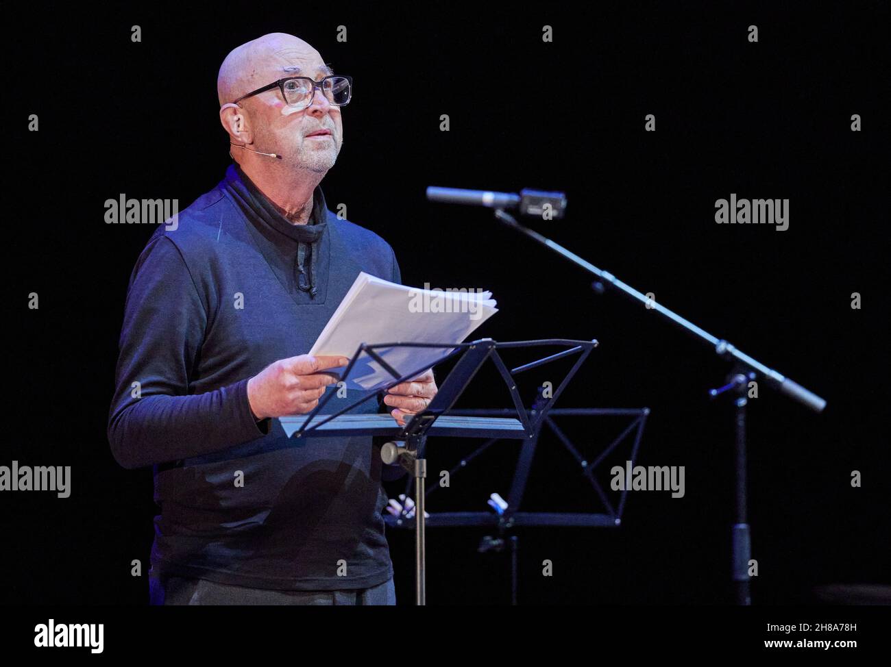 Hamburg, Germany. 27th Nov, 2021. Manuel Soubeyrand, director, is on stage at the Thalia Theater during the event Wolf Biermann & Freunde - eine musikalische Geburtstagsfeier zum 85. Credit: Georg Wendt/dpa/Alamy Live News Stock Photo
