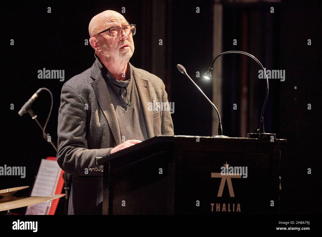 Hamburg, Germany. 27th Nov, 2021. Manuel Soubeyrand, director, is on stage at the Thalia Theater during the event Wolf Biermann & Freunde - eine musikalische Geburtstagsfeier zum 85. Credit: Georg Wendt/dpa/Alamy Live News Stock Photo