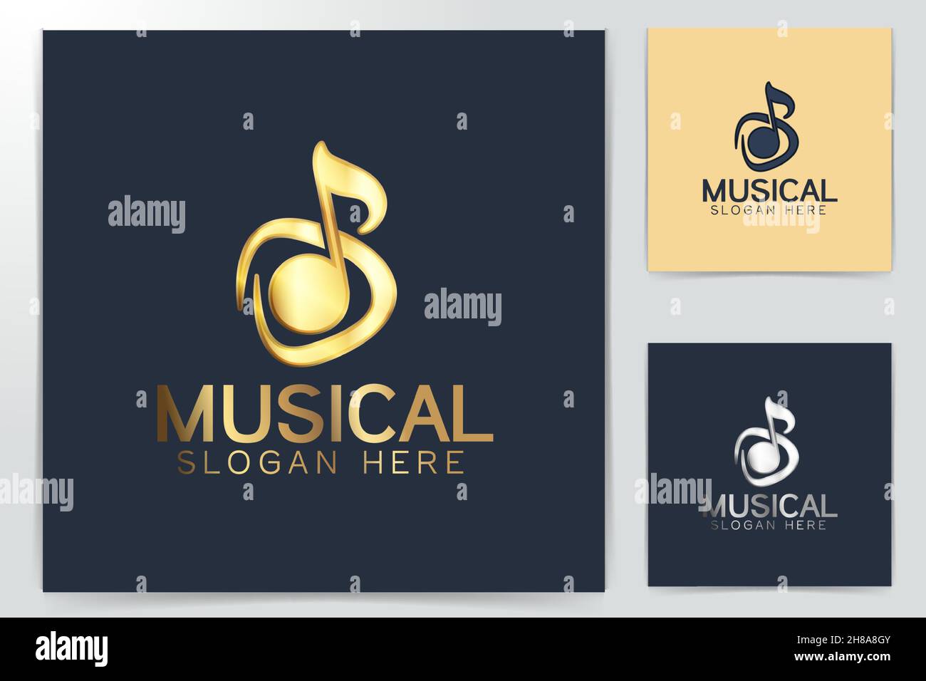 music note and guitar pick logo, vector illustration Stock Vector