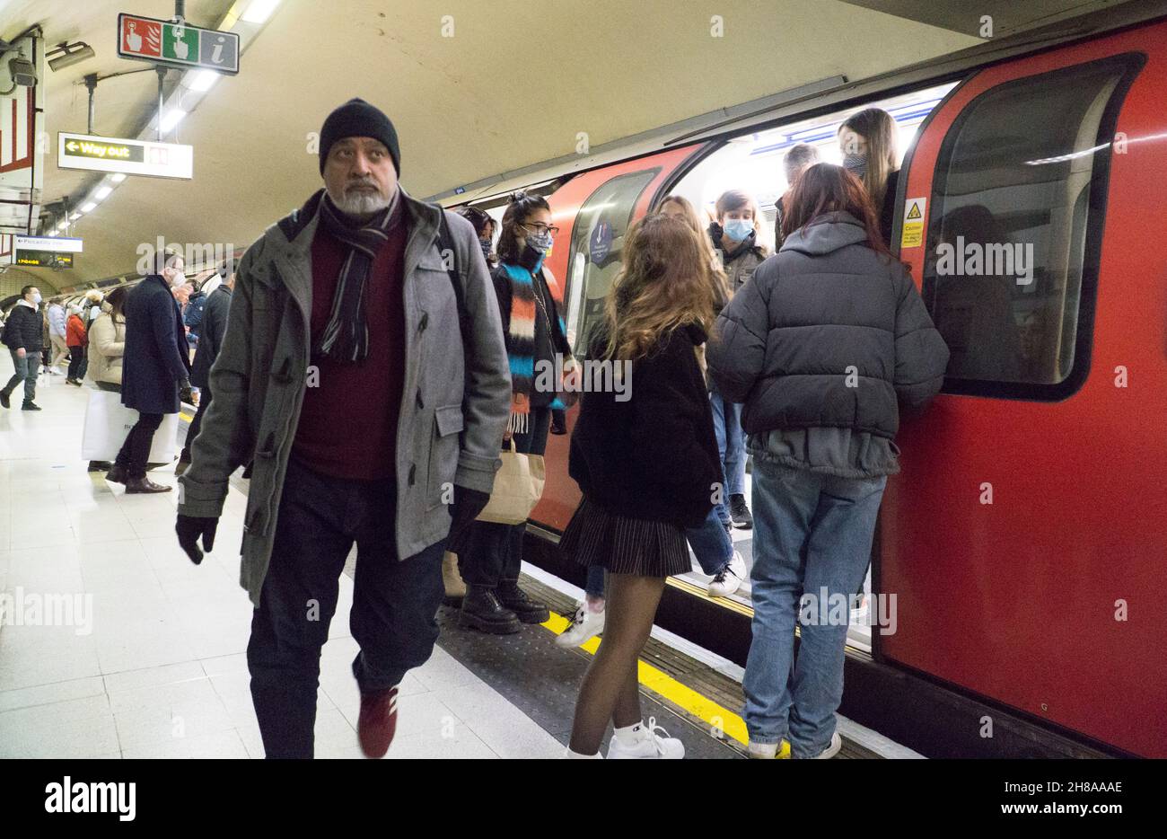 London, UK, 28 November 2021 On the London Underground most people