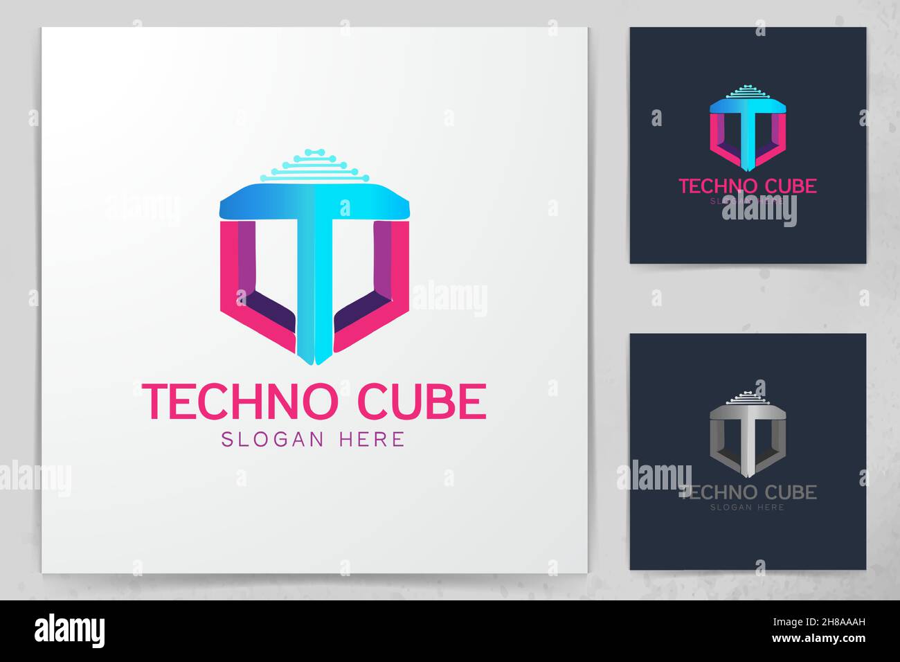 letter T hexagon technology logo Designs Inspiration Isolated on White Background Stock Vector