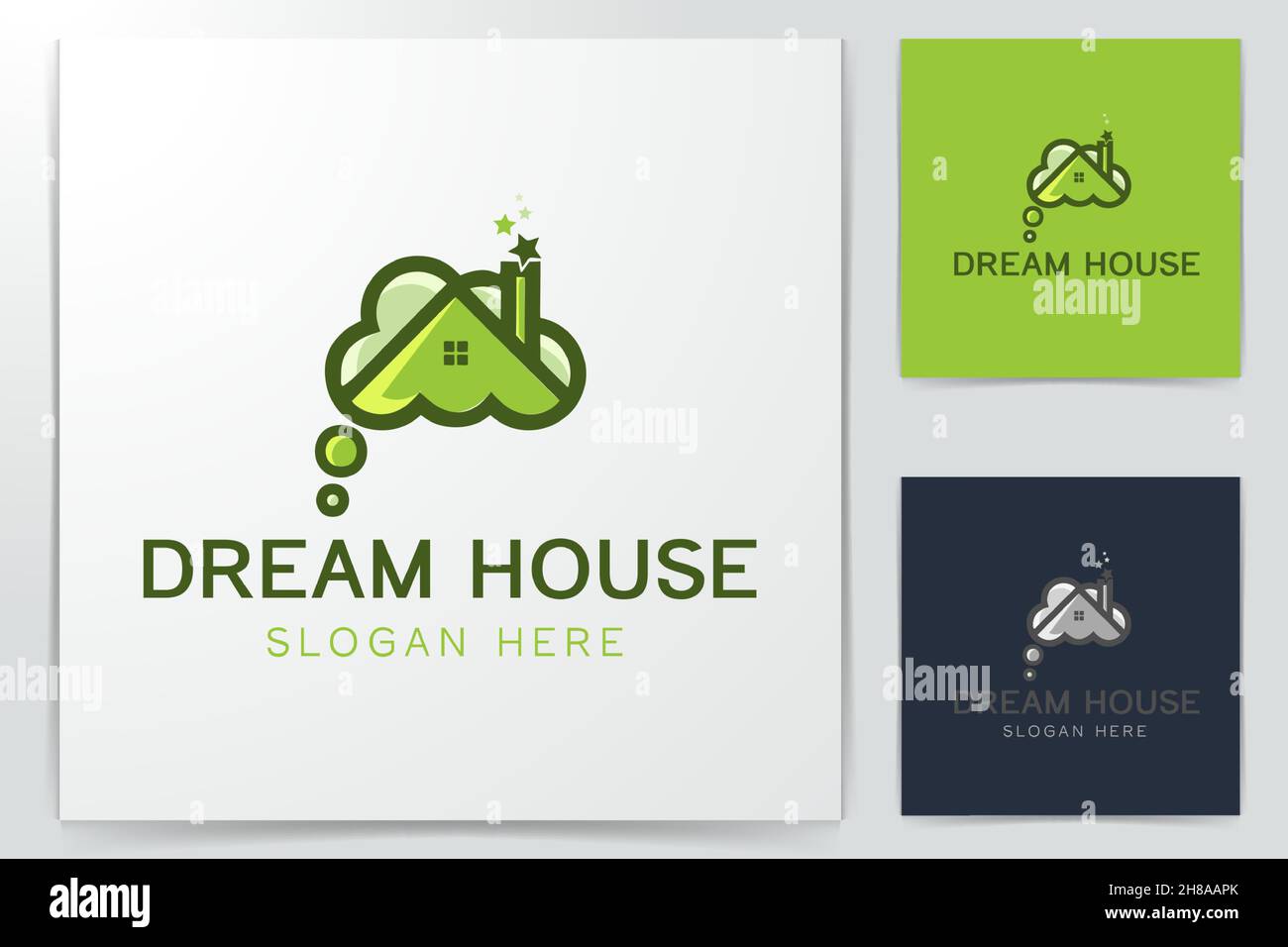 cloud, real estate. Dream house Logo Inspiration isolated on white background Stock Vector