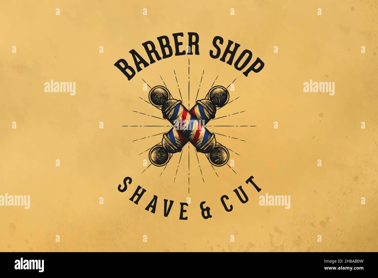 hand drawn crossed barber pole, vintage barber shop logo Designs Inspiration Isolated on White Background Stock Vector