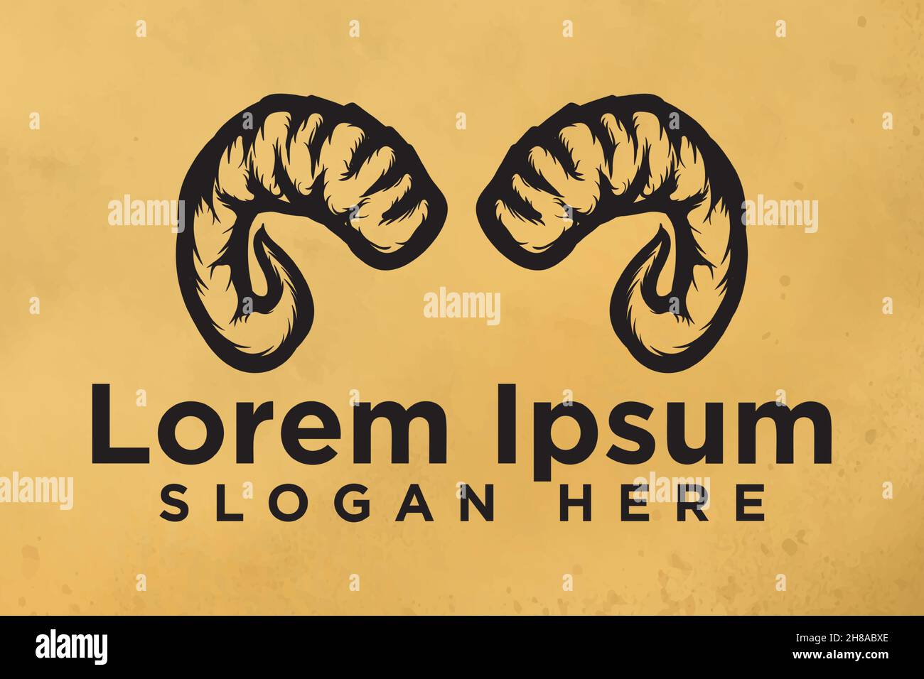 Sheep goat horn, Ram logo design, Vector illustration Stock Vector