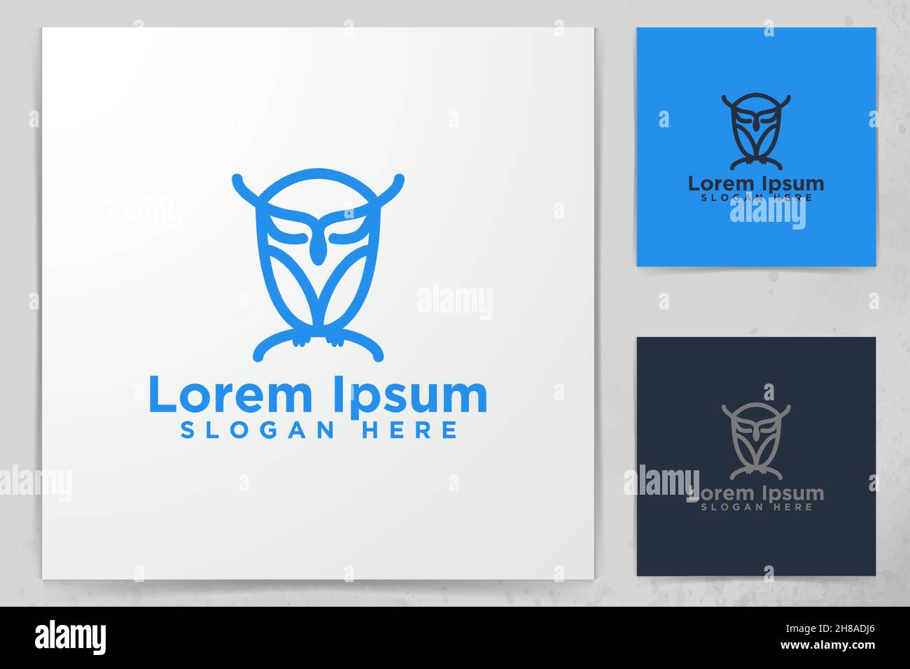Owl, Mono Line Logo Designs, Vector Illustration Stock Vector