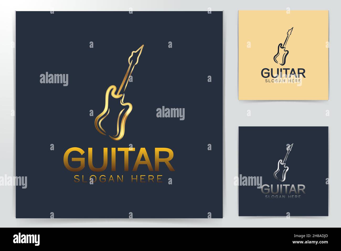 Abstract electric guitar logo, vector illustration Stock Vector