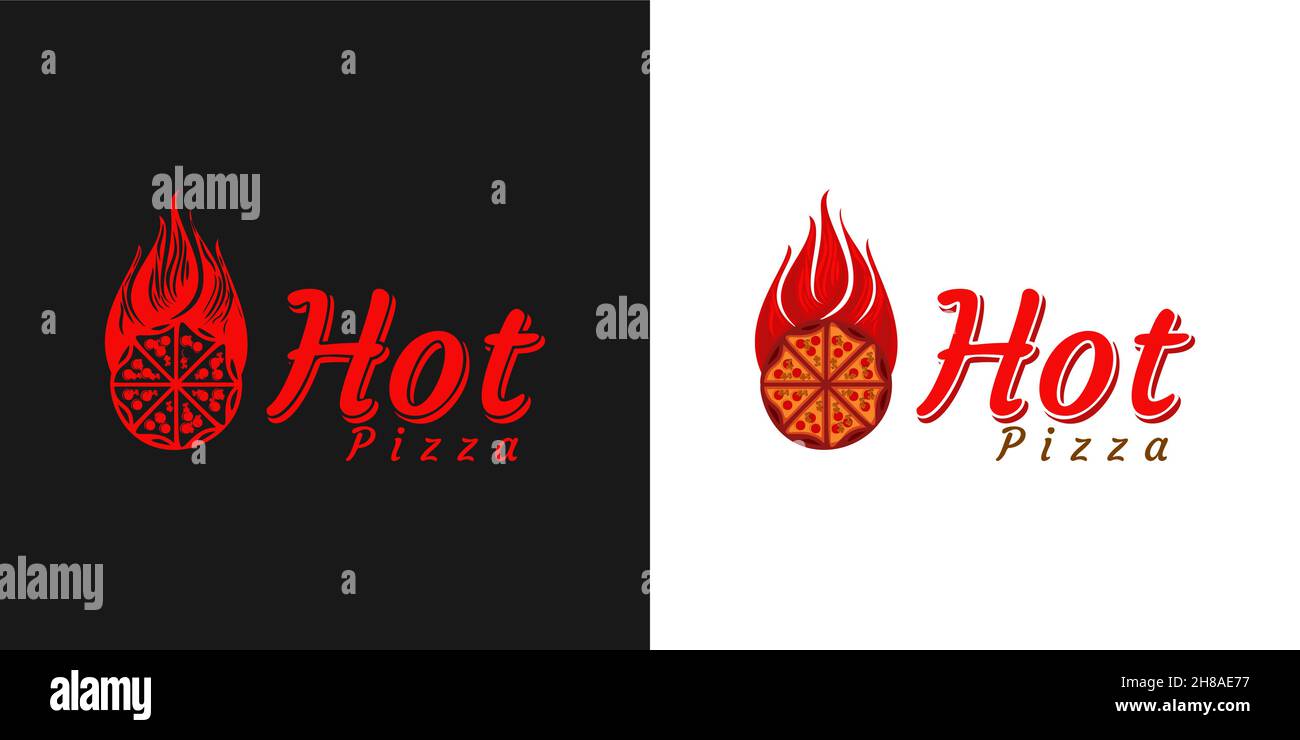Hot Pizza Logo Designs Inspiration Stock Vector