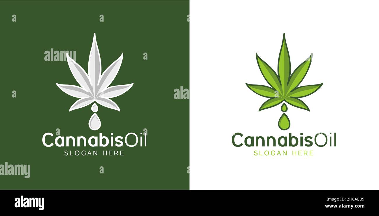 Cannabis leaf marijuana and drop water logo design Stock Vector