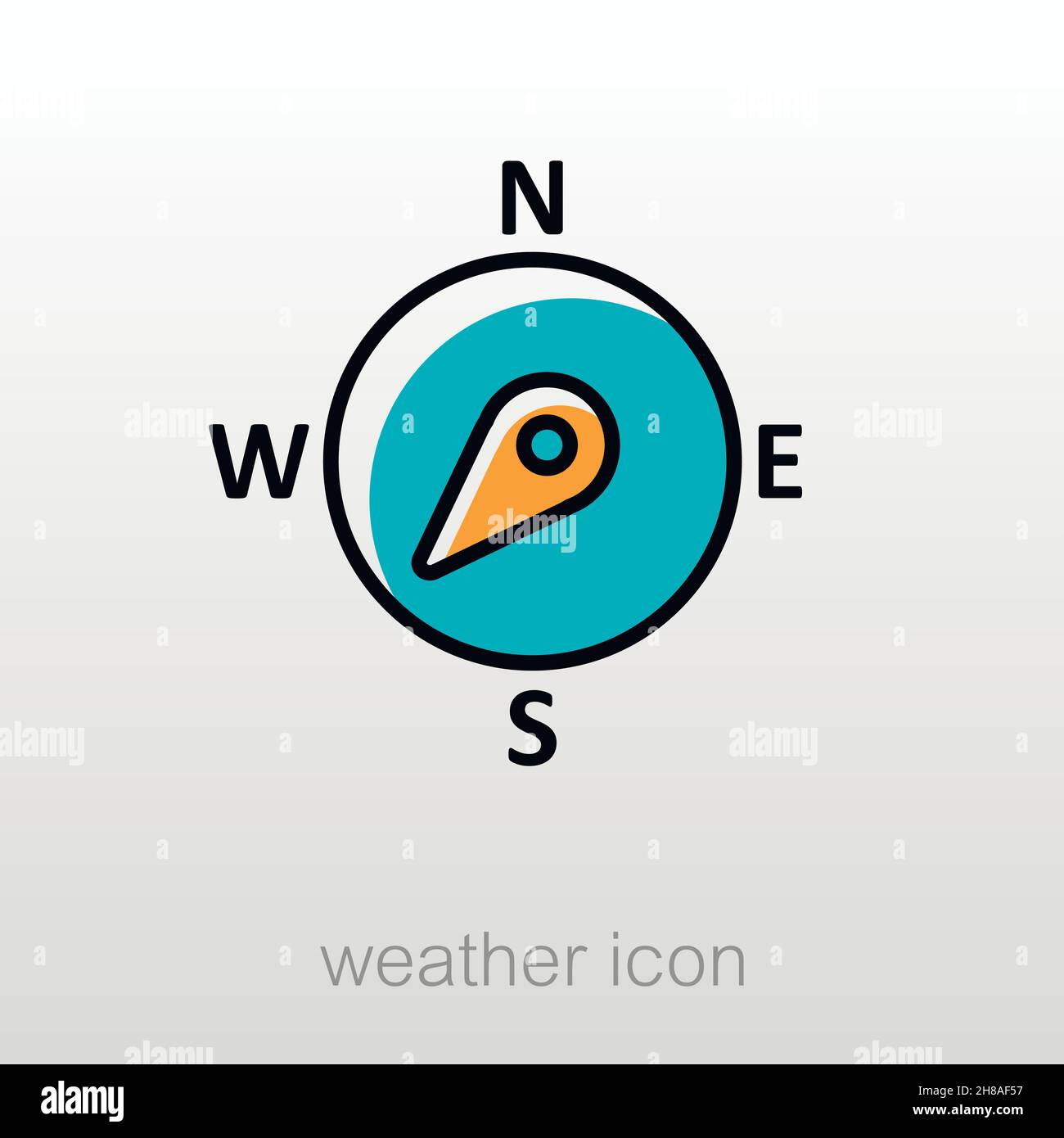 Compass wind rose outline icon. Direction southwest. Meteorology