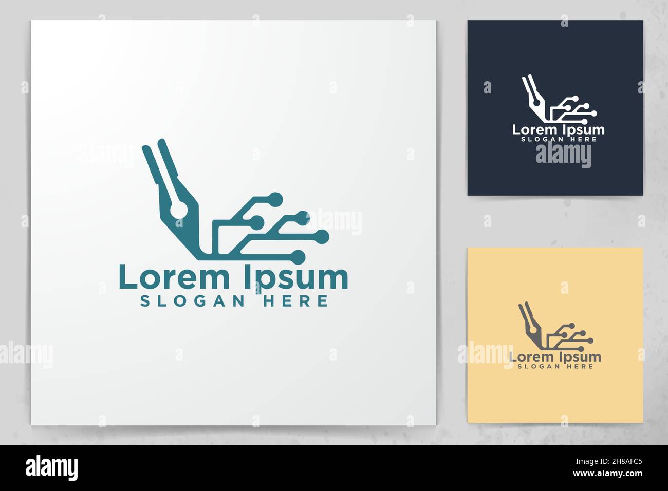 Pen and circuit Digital Logo Designs, Vector Illustration Stock Vector