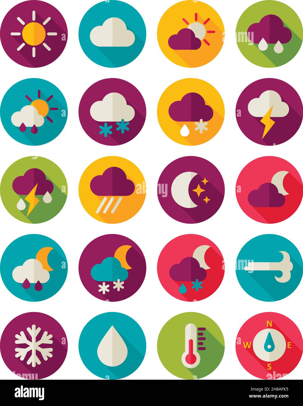 Meteorology Weather flat icons set, vector illustration eps 10 Stock ...