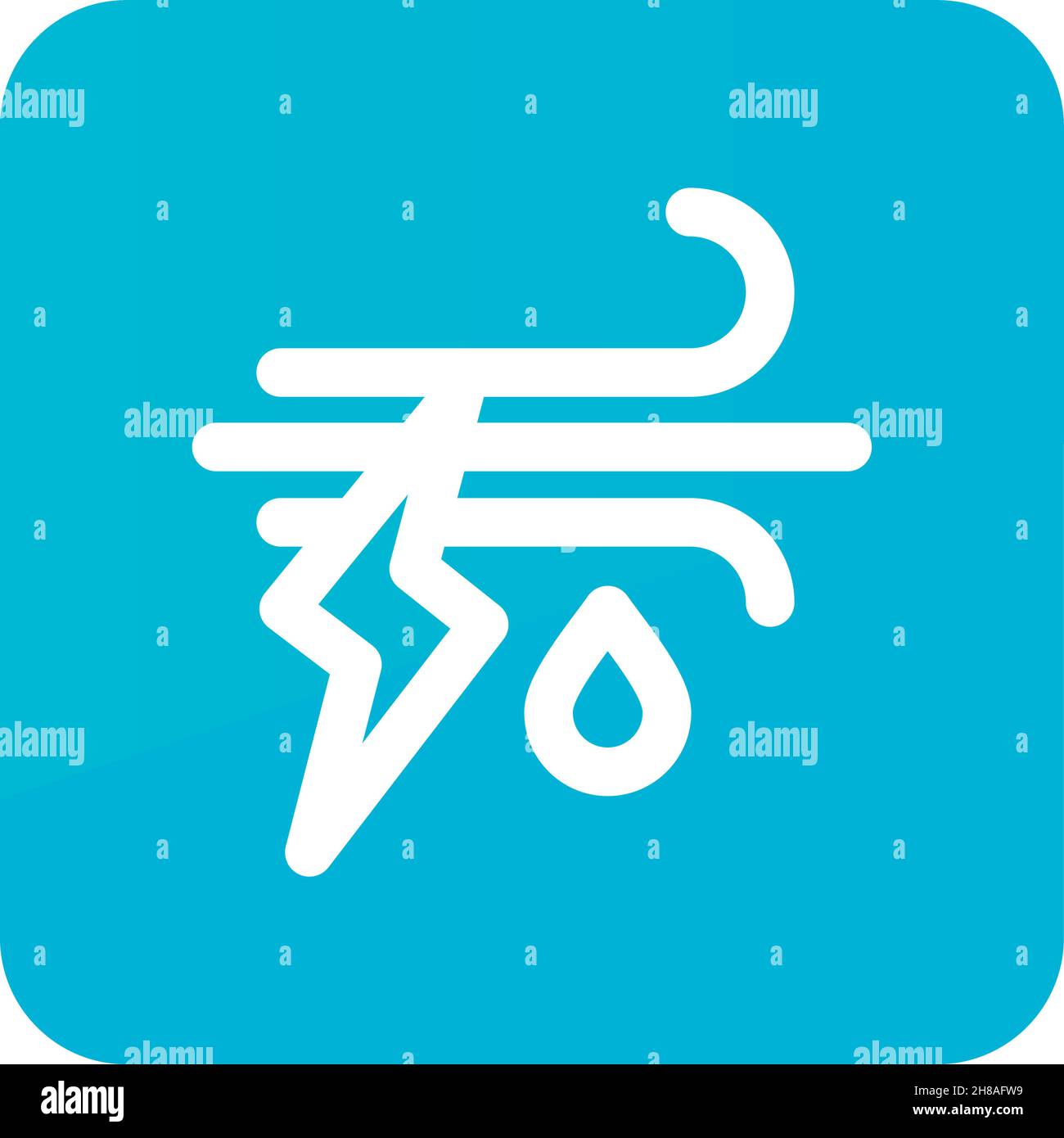 Wind Rain Lightning outline icon. Meteorology. Weather. Vector ...