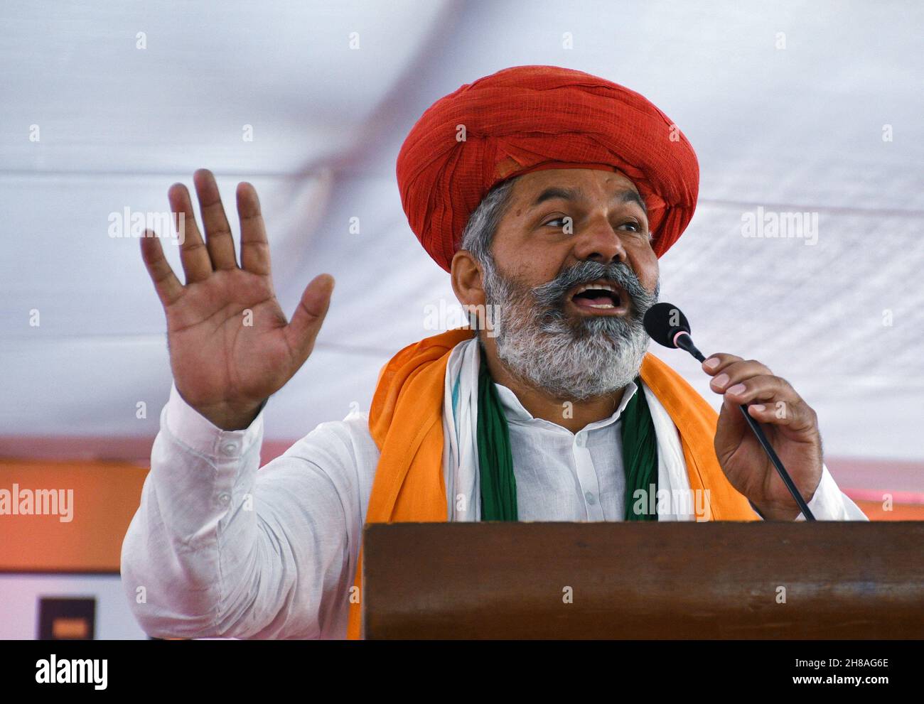 Mumbai, India. 28th Nov, 2021. Bhartiya Kisan Union (BKU) leader Rakesh