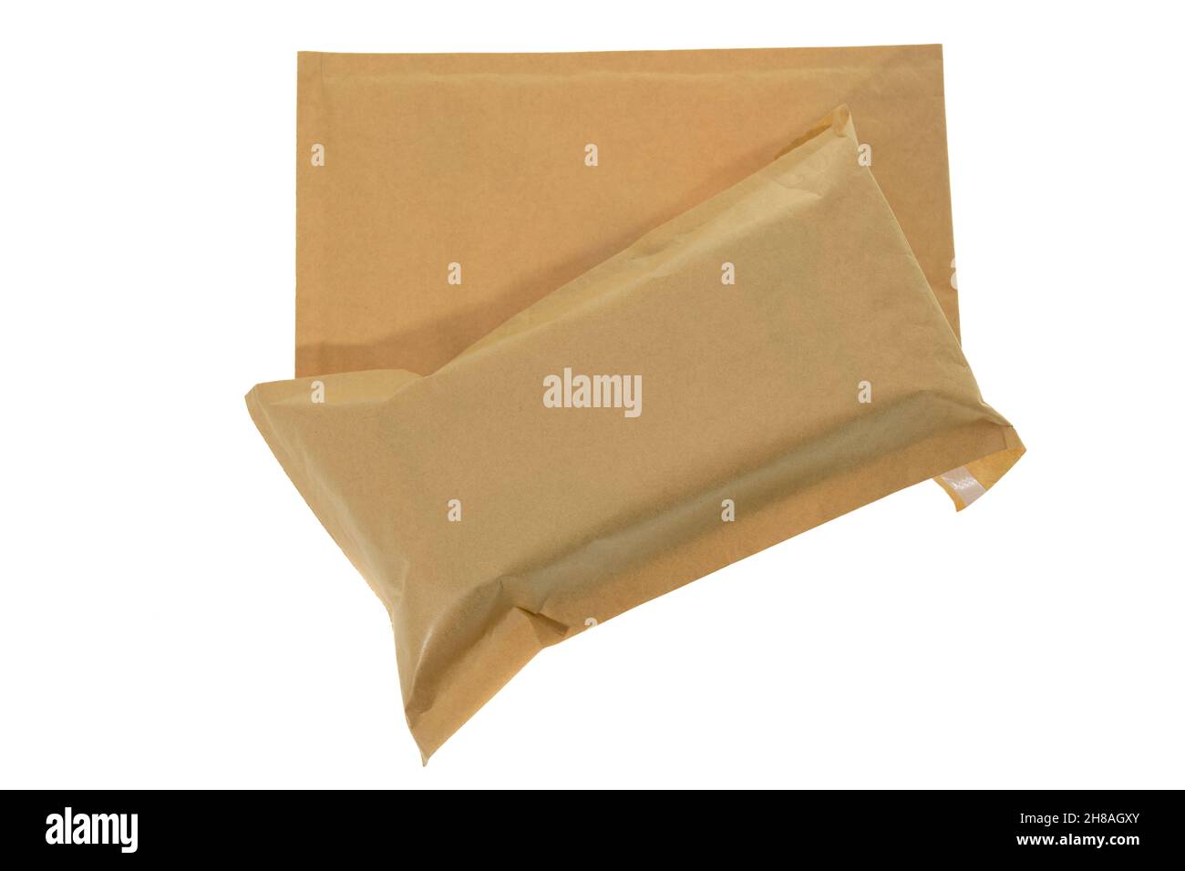 Brown padded mailing envelope - white background Stock Photo