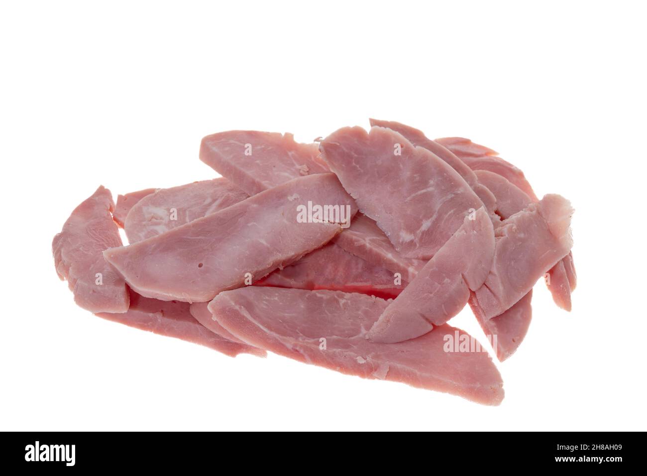 Slices of smoked ham - white background Stock Photo