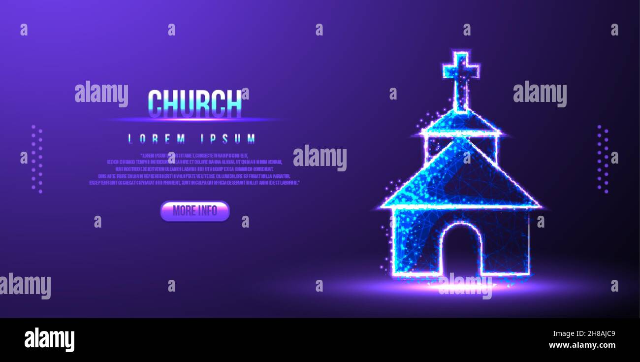 church low poly wireframe Stock Vector