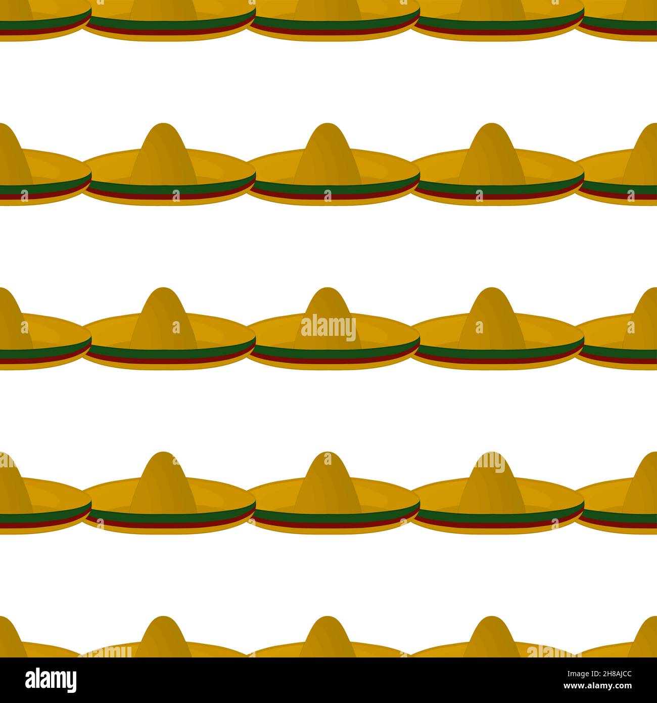 Pattern mexican hats sombrero, beautiful caps in white background. Caps pattern consisting of collection mexican hats sombrero for wearing. Pattern of Stock Vector