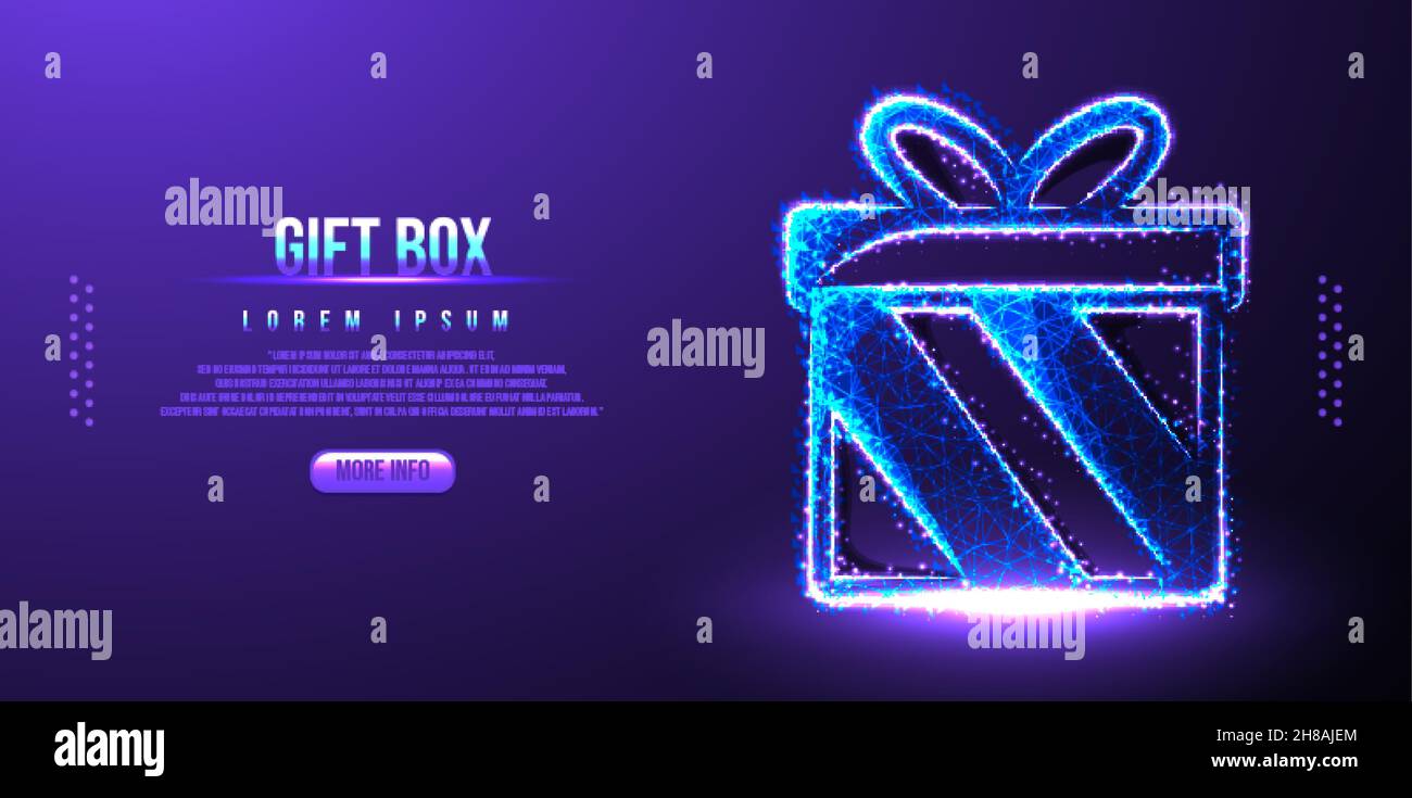 gift box party low poly wireframe Stock Vector