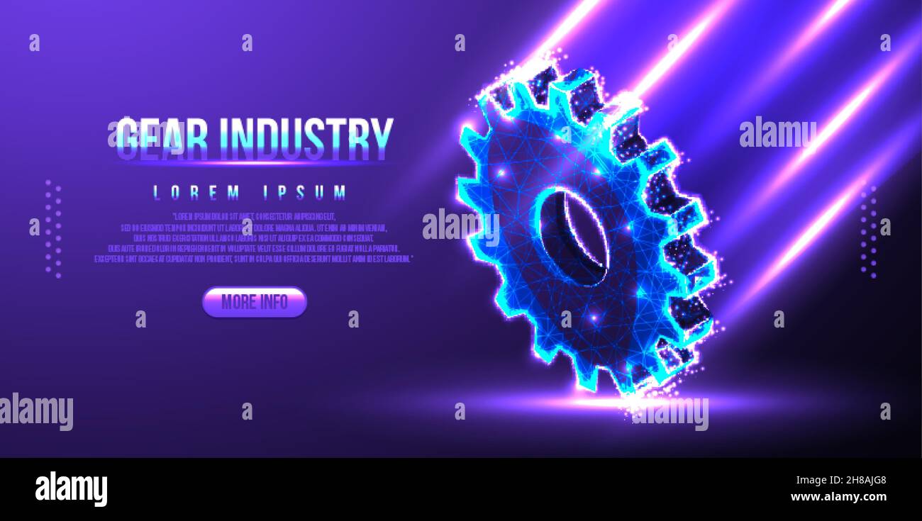 cog gear industry low poly wireframe Stock Vector