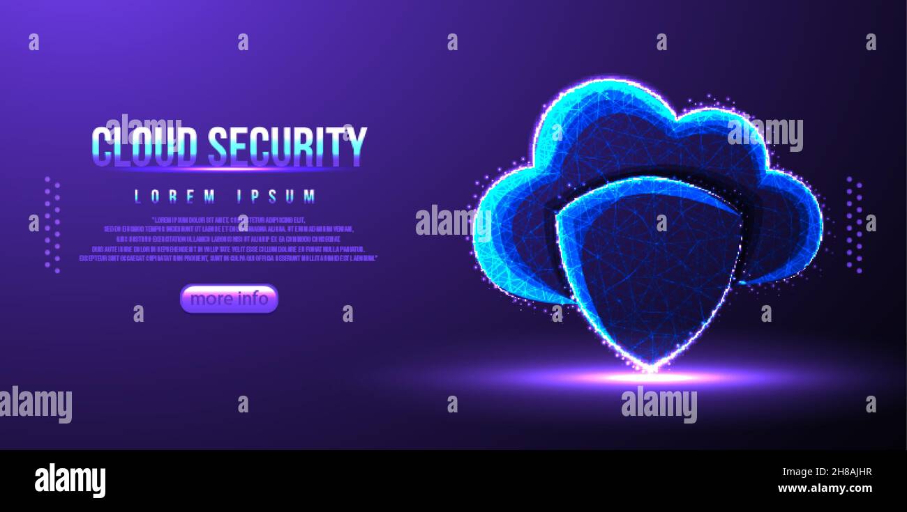 cloud shield security low poly wireframe Stock Vector