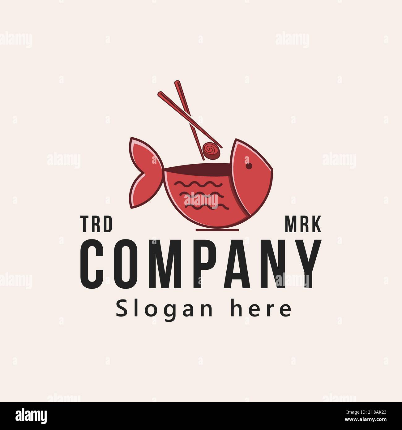 chopstick and tuna fish, logo design vector illustration Stock Vector