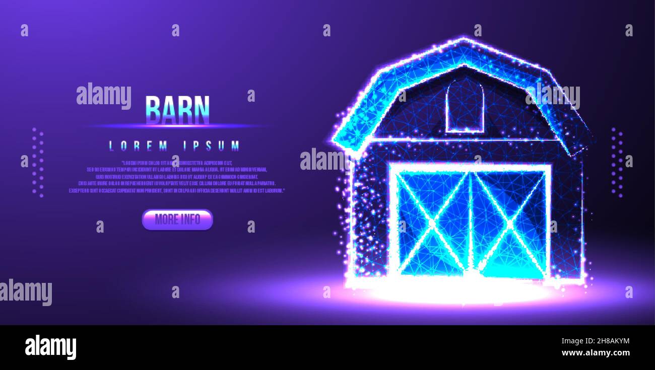barn low poly wireframe Stock Vector